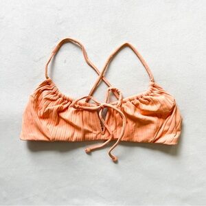 RVCA Peach Ribbed Tie-Front Bikini Top - XL